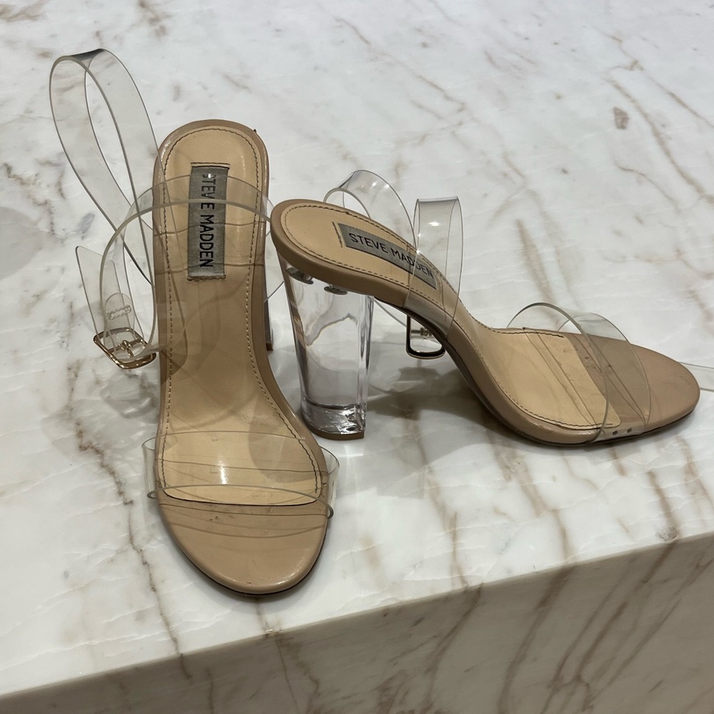 Clear Steve Madden heels. Worn one time. Size 7.5